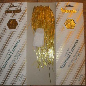 TWO Packs GOLD Real LEAD German Christmas Tree Tinsel Foil Icicles Stanniol OLD!